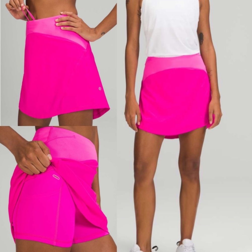 💕LULULEMON ESSENTIAL HR SKIRT/SKORT LONG-POW PINK
